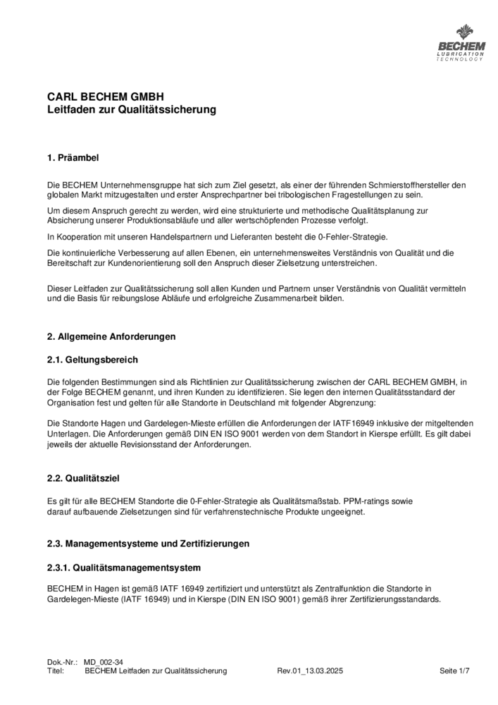 Leitfaden zur Qualitätssicherung