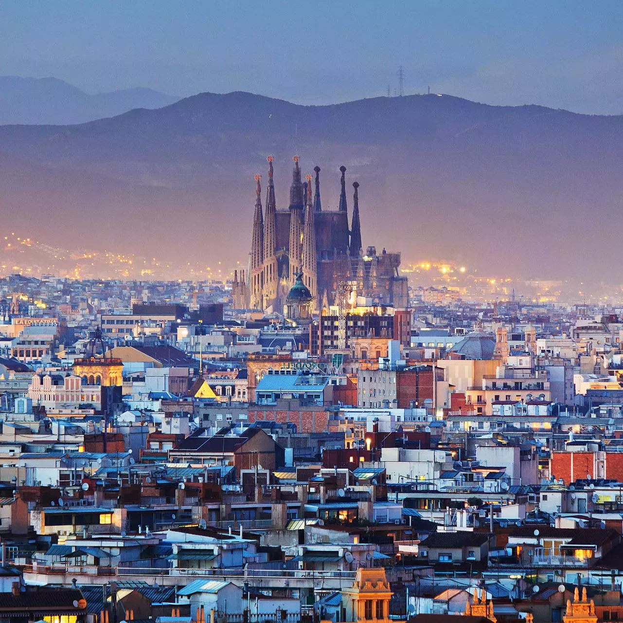 Barcelona from above with a view of the church