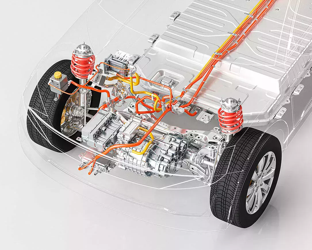 Durchsichtiges Auto bei dem man den Motor sehen kann