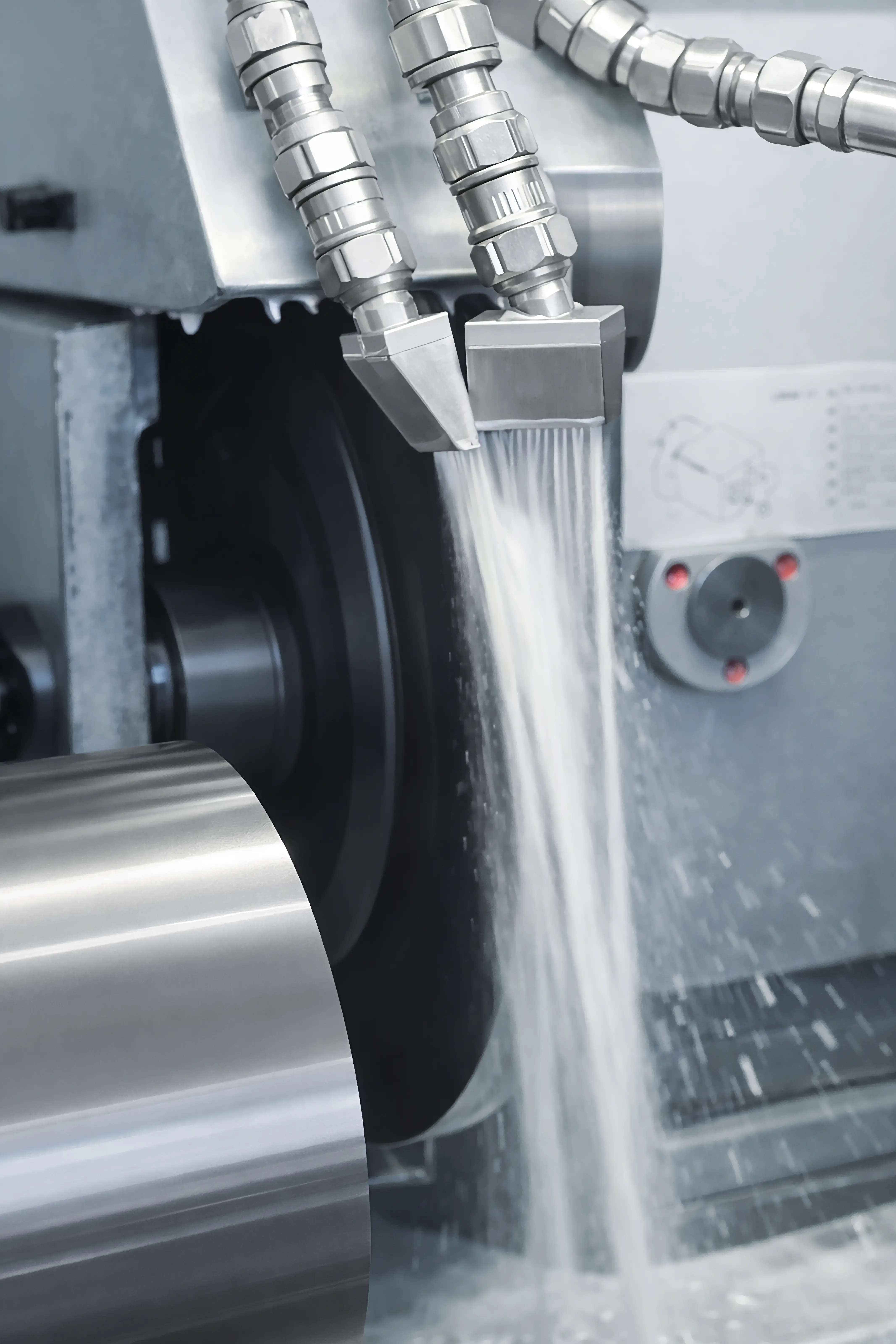 Metall wird unter Wasser geschliffen