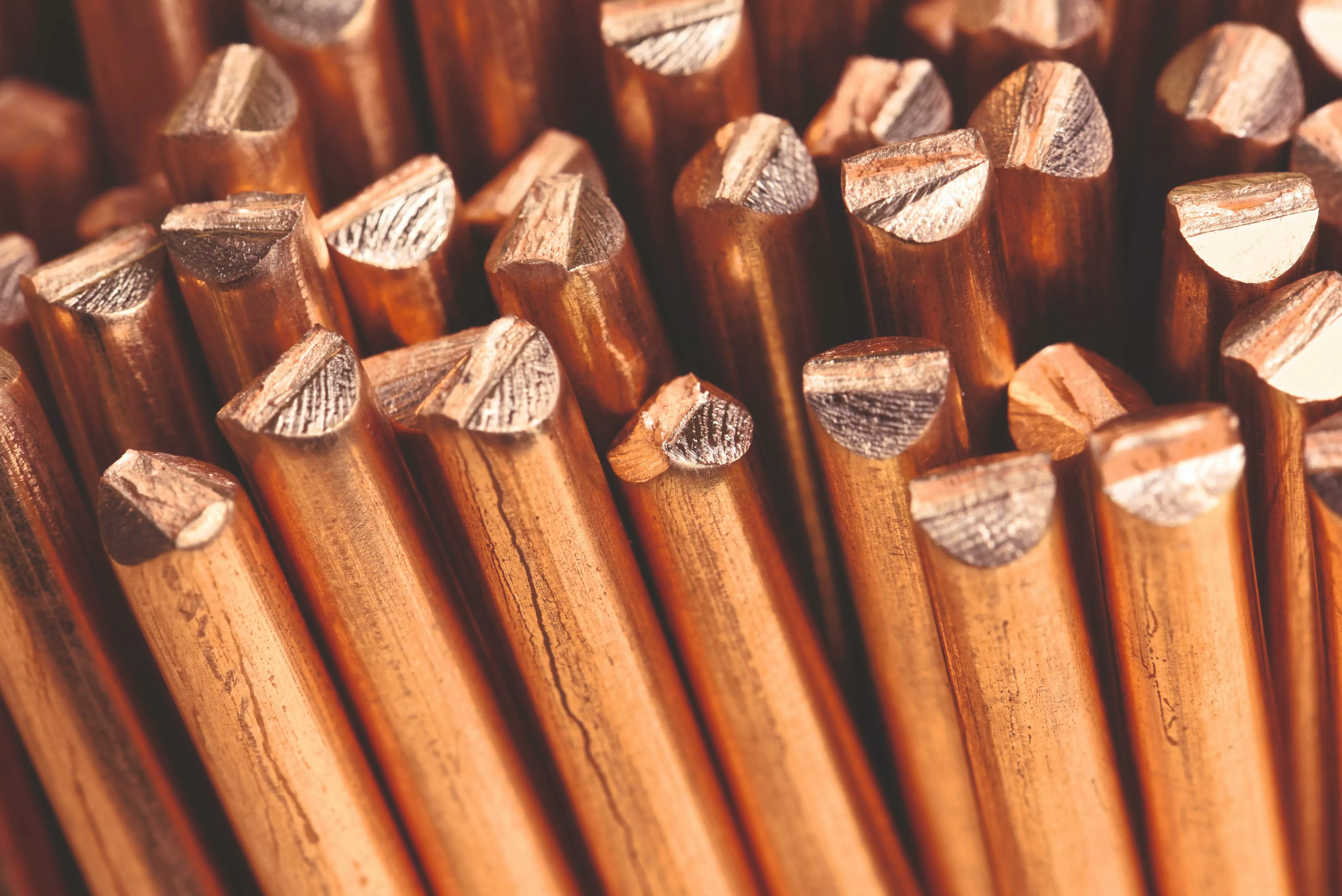 Kupferdrähre angeschnitten Nahaufnahme